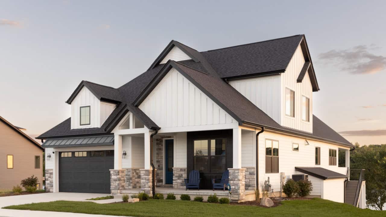 A black and white luxury home