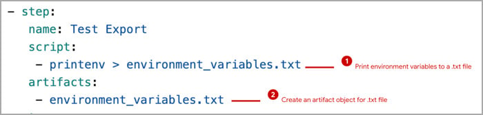 Exporting all environment variables to an artifact object