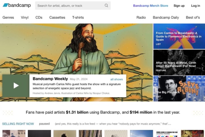 Bandcamp home page.