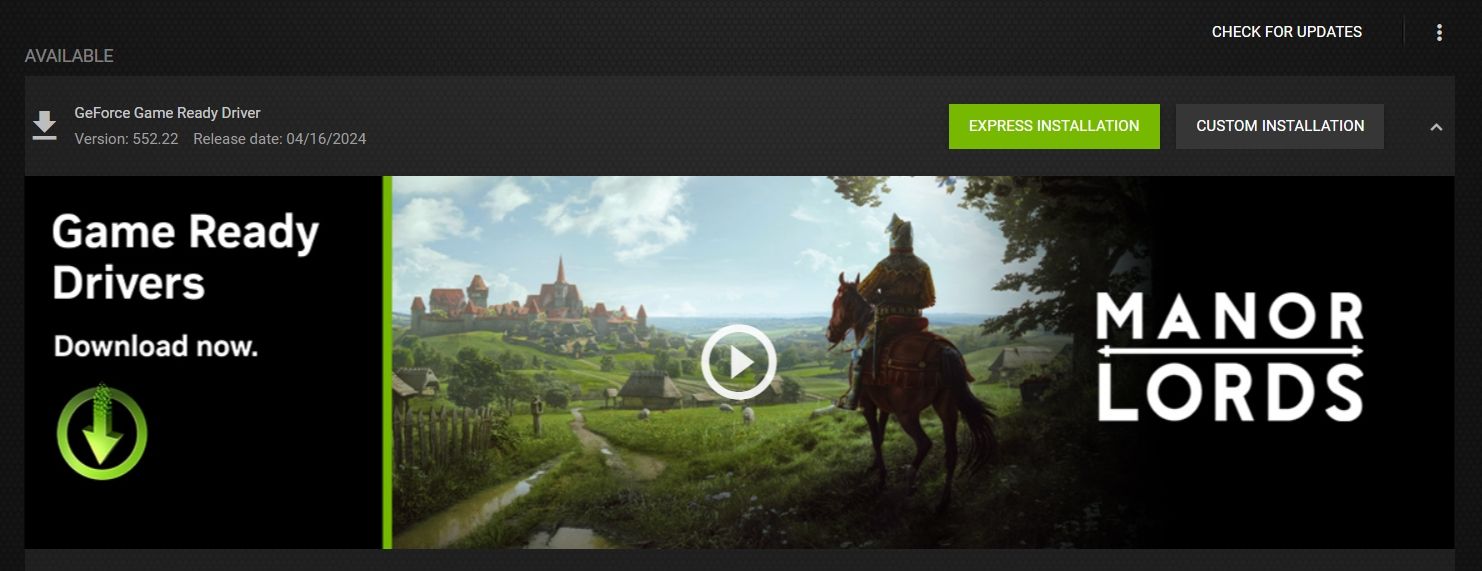 Express Installation option in the GeForce Experience app.