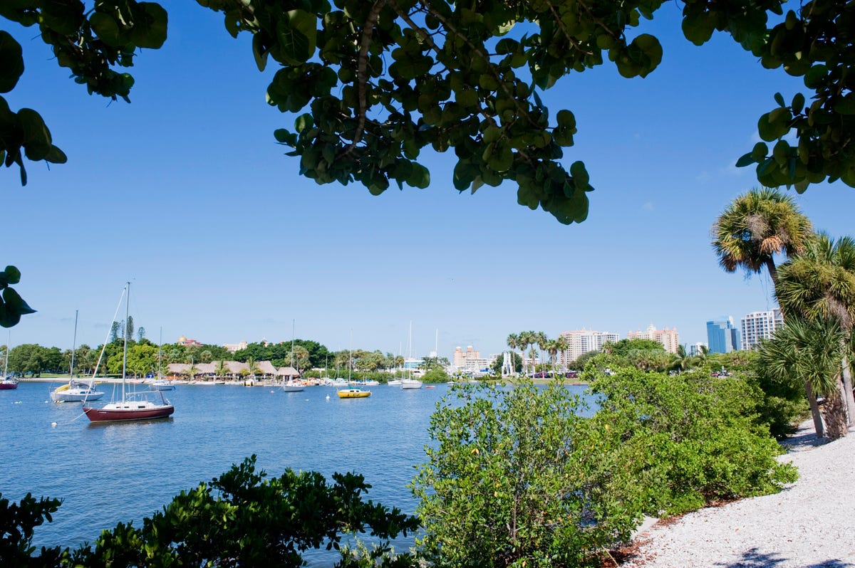 Landscape picture of Sarasota Bay in Sarasota, Florida.