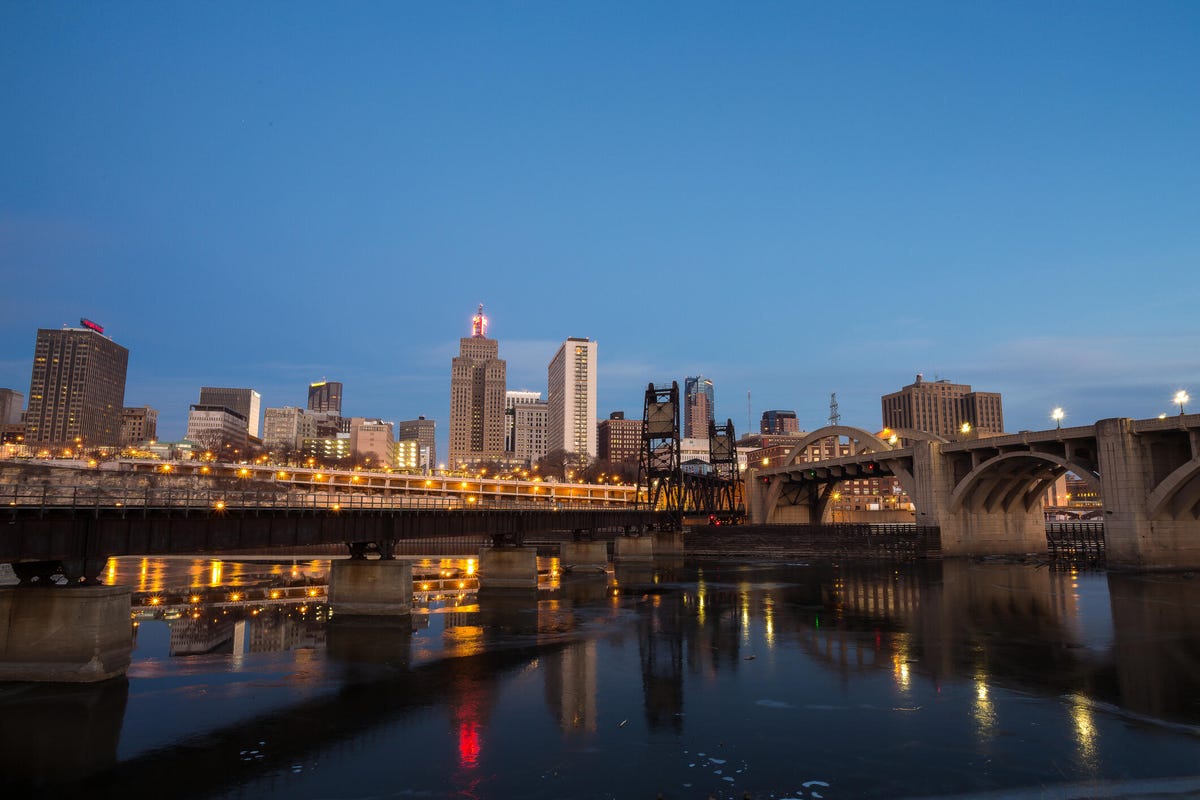 downtown St. Paul skyline from the river