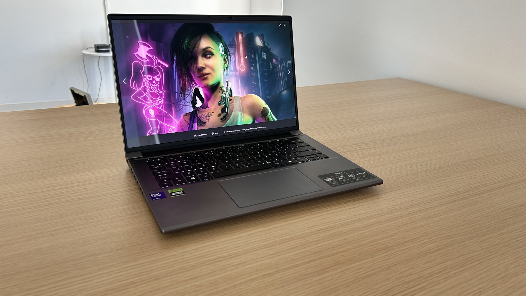 Acer Swift X 14 with Cyberpunk 2077 promo image