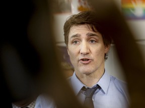 Prime Minister Justin Trudeau responds to media during an announcement at Elwick Community School in Winnipeg, Friday, May 17, 2024.