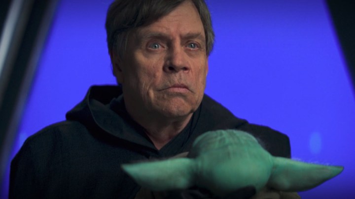 Mark Hamill and Grogu in The Mandalorian season 2 finale.