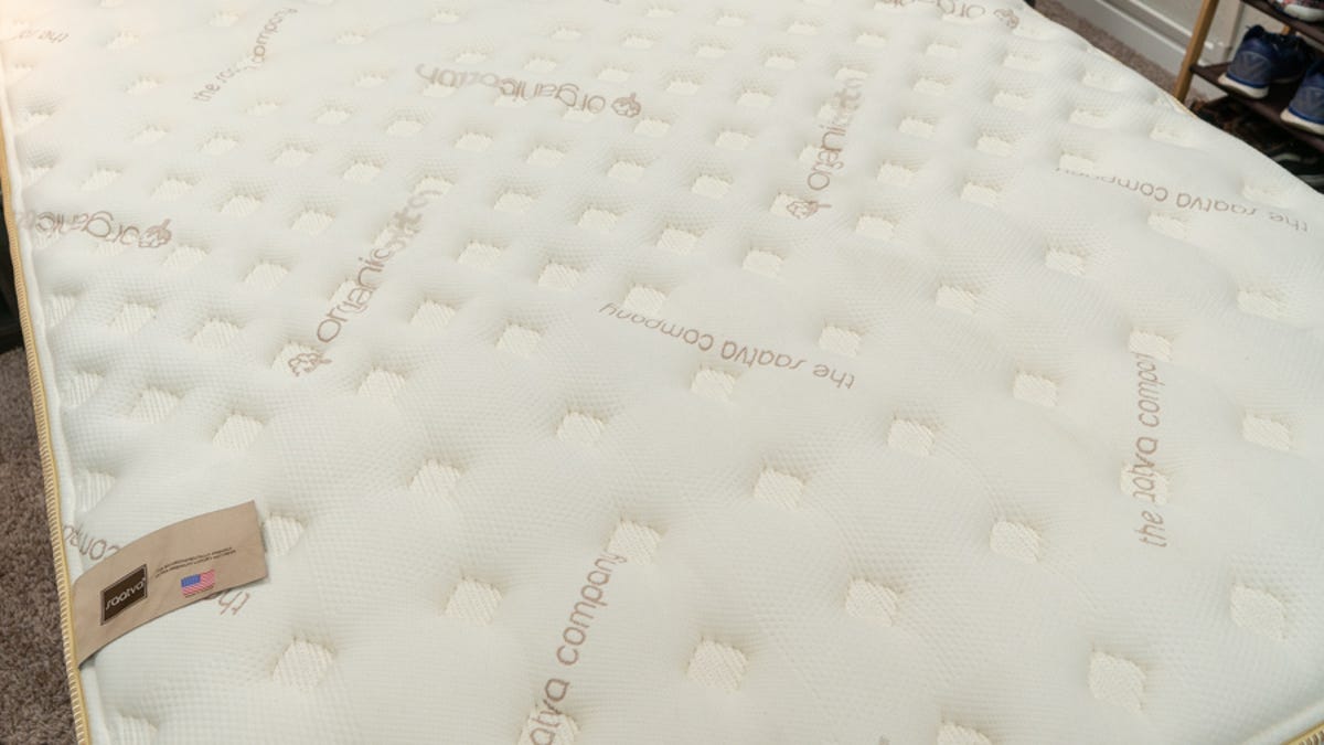 Up close image of the pillow top of the Saatva Classic mattress