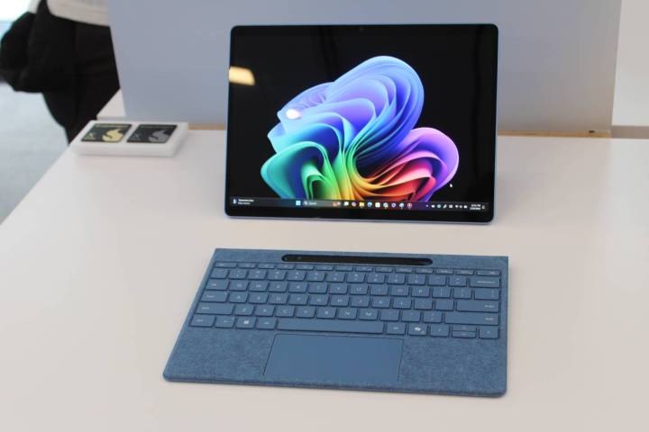 Microsoft Source Pro top down view showing slate and keyboard.