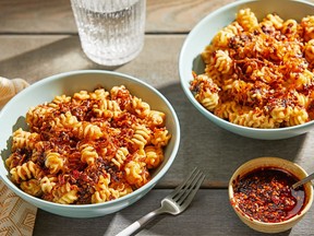 Chili Crisp Tahini Pasta With Fried Shallots