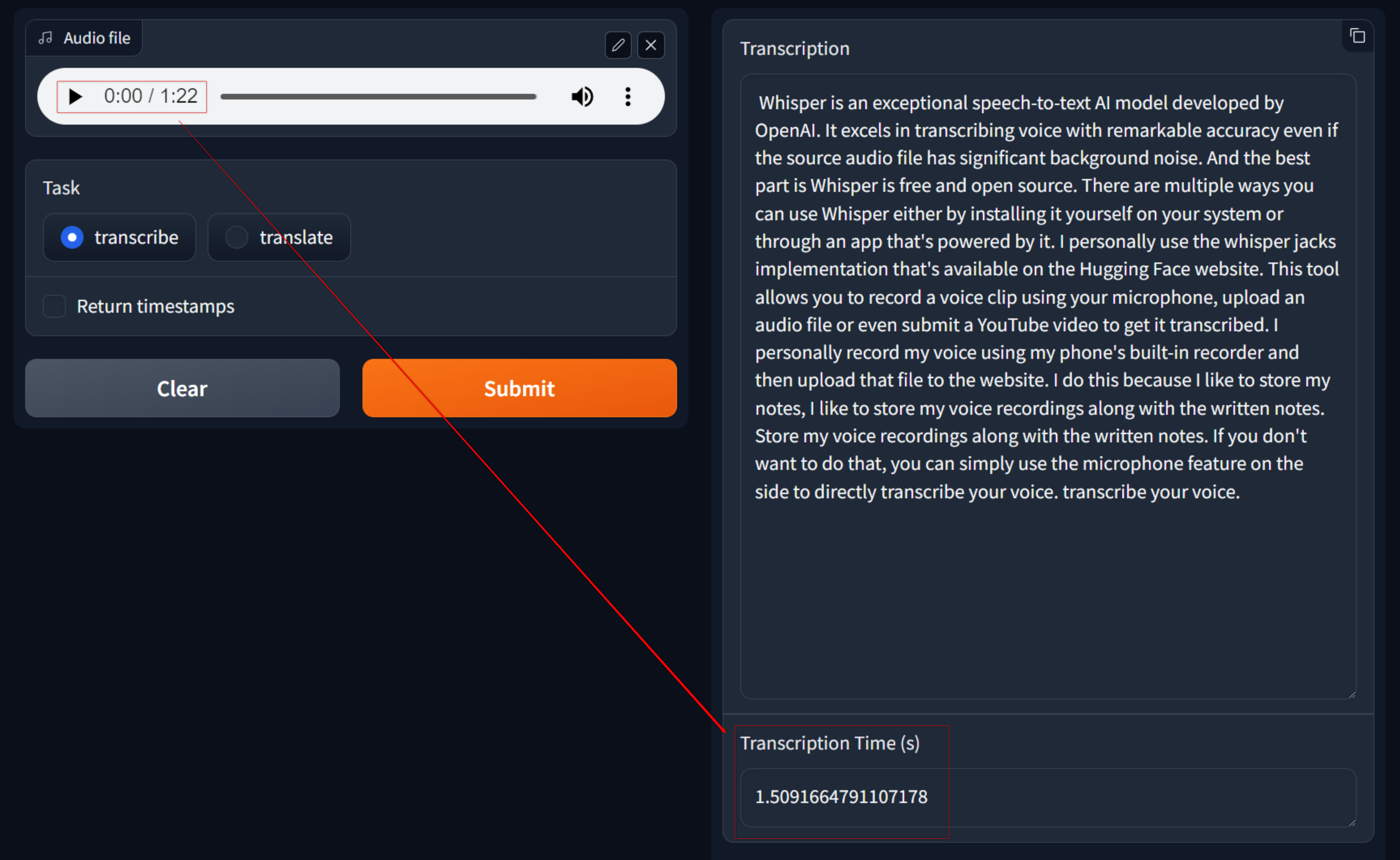 Whisper Jax takes 1 second to Transcribe 1 min long audio file.