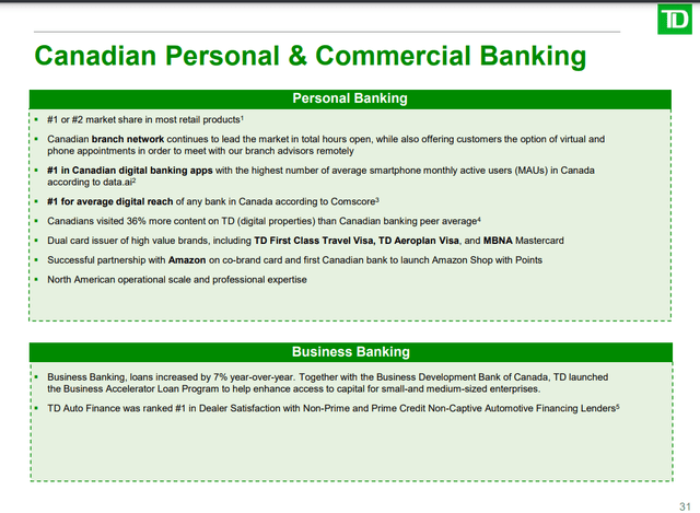 An overview of TD's Canadian Personal & Commercial Banking business.