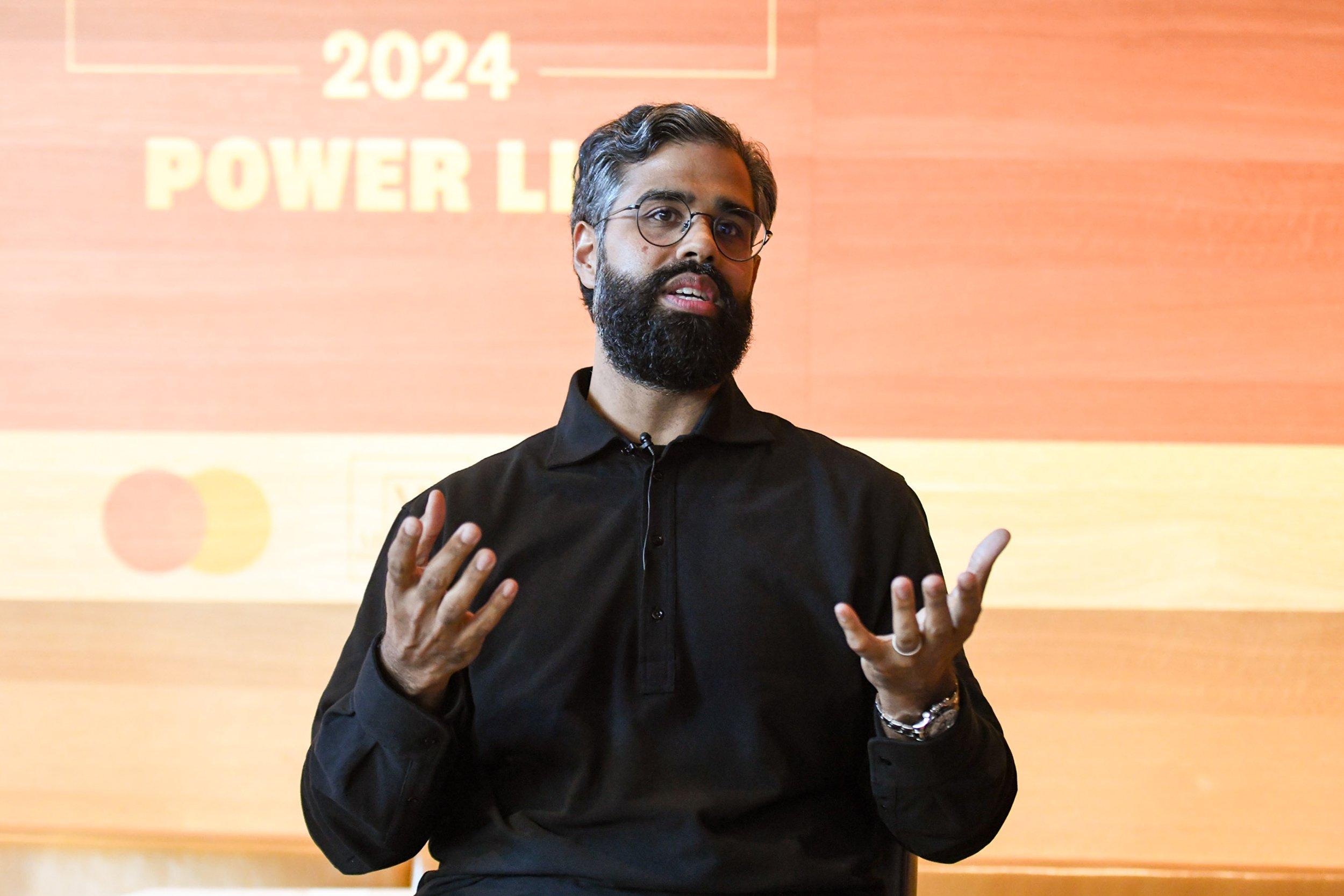 Satish Kanwar, co-founder of Good Future, speaking at Mastercard's Innovator-in-Residence panel.