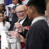 D-Day veteran and Ambassador for the British Normandy Memorial Ken Hay, 98, who served with the 4th Dorset Regiment, speaks to children during a visit to Rush Green Primary School in Dagenham, England, on Monday, May 20, 2024, ahead of the 80th anniversary of the D-Day landings.