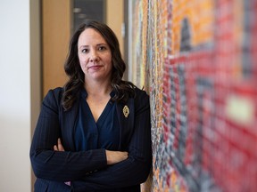 STF president Samantha Becotte stands for a photo at the Saskatchewan Teachers' Federation office in Saskatoon. Photo taken in Saskatoon, Sask. on Thursday, February 29, 2024.