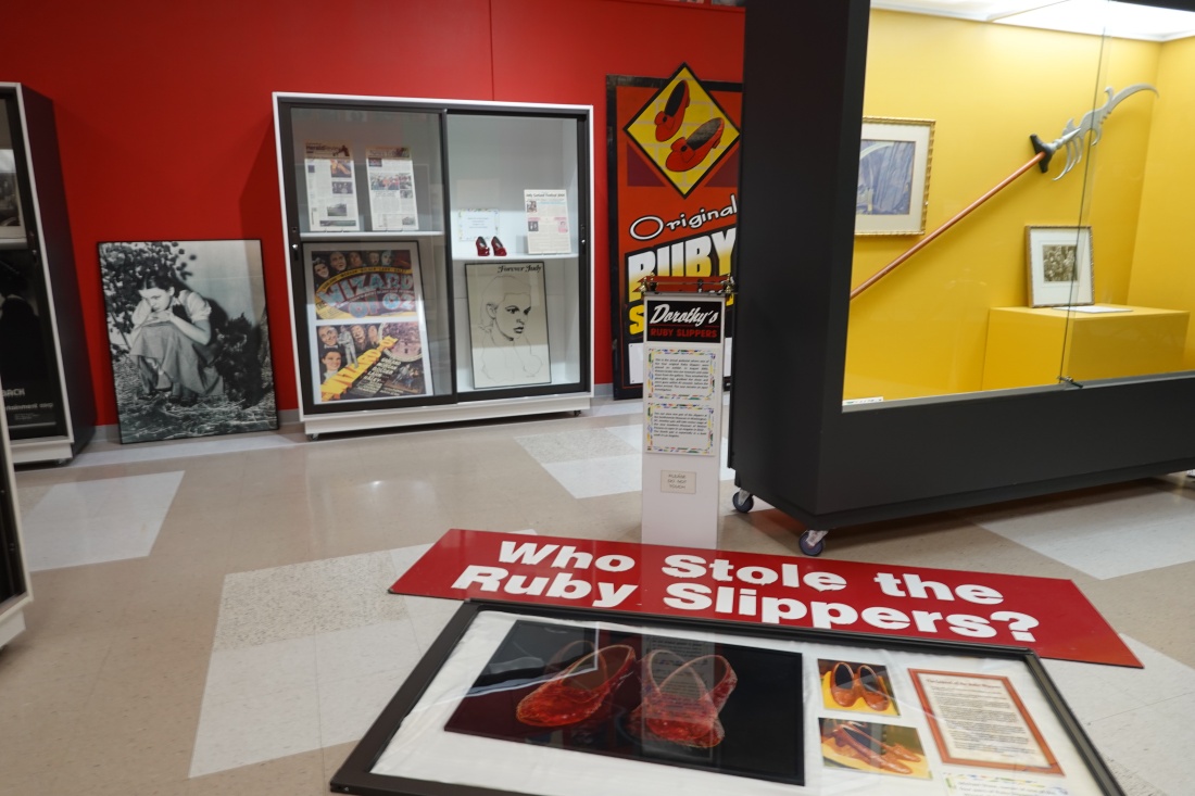 The Judy Garland Museum now features an exhibit detailing the story of the theft of the ruby slippers and the investigation to find them.