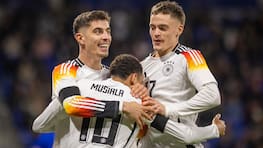 Lyon, France. 23rd Mar 2024. Torjubel: Kai Havertz Deutschland Jamal Musiala Deutschland Florian Wirtz Deutschland Frankreich - Deutschland France - Germany 23.03.2024 *** Lyon, France 23rd Mar 2024 Goal celebration Kai Havertz Germany Jamal Musiala Germany Florian Wirtz Germany France Germany France Germany 23 03 2024