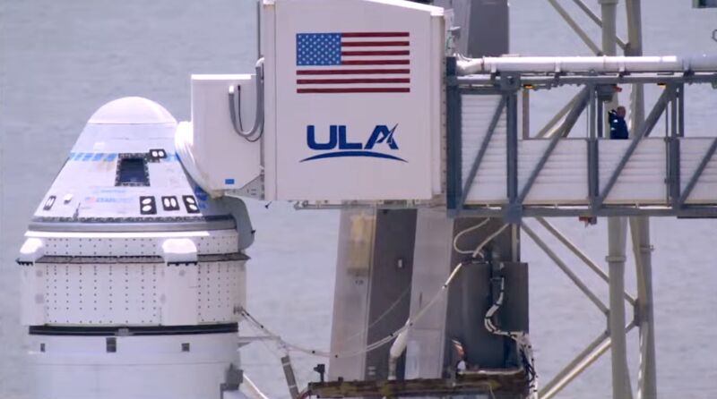 NASA commander Butch Wilmore exits the Starliner spacecraft Saturday following the scrubbed launch attempt.