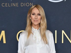 Closeup of Céline Dion on a red carpet.