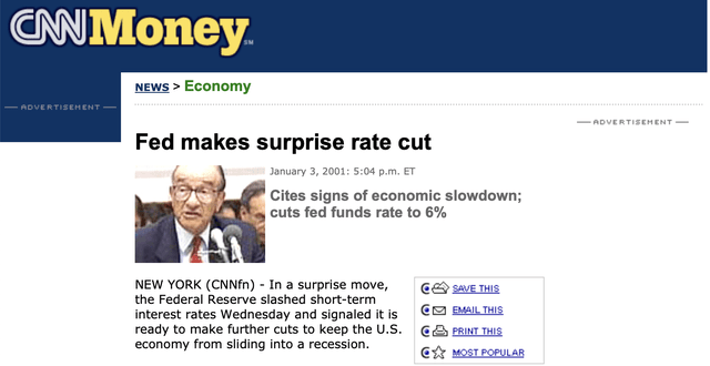 CNN Money fed rate cuts 2001