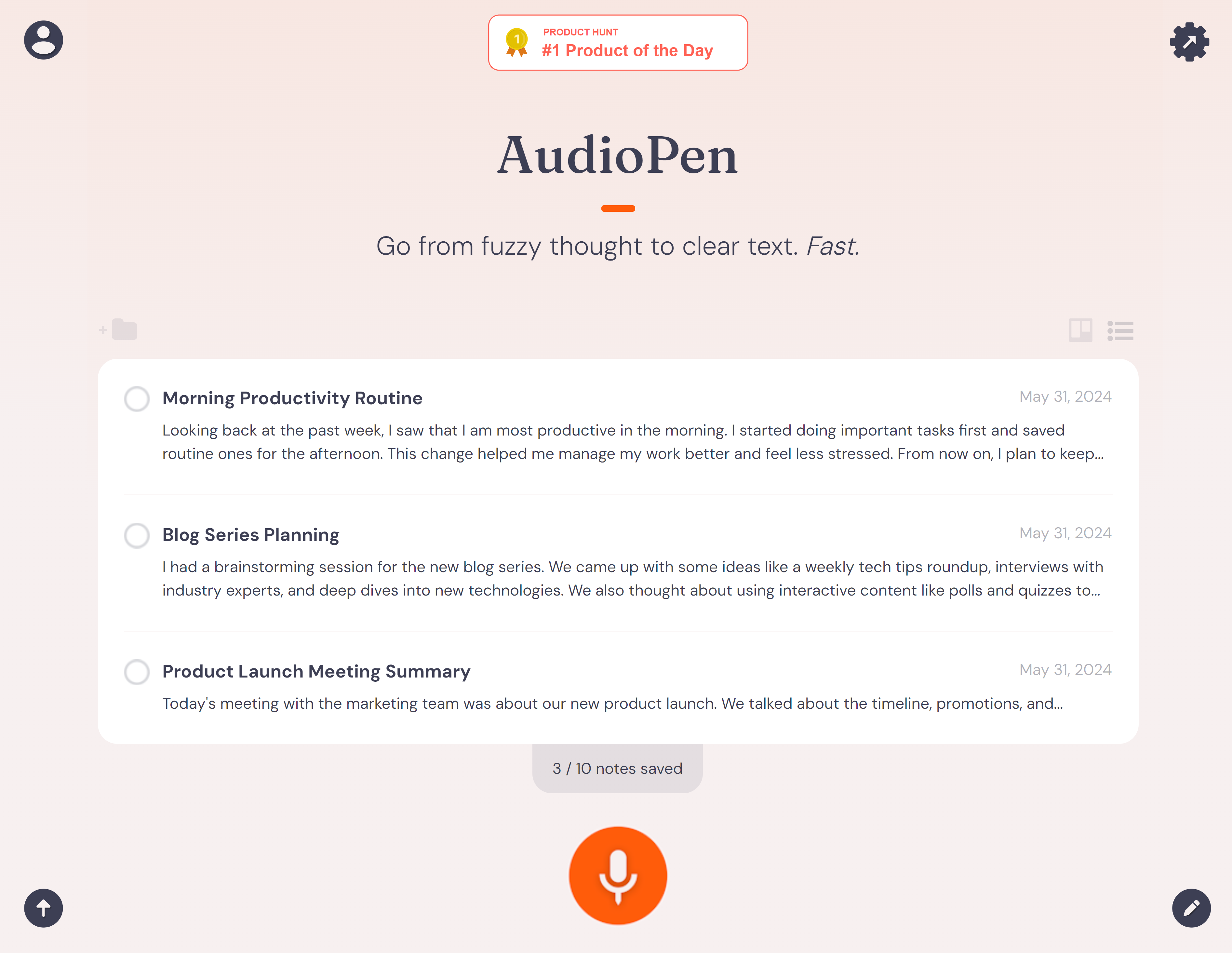 AudioPen Home Page