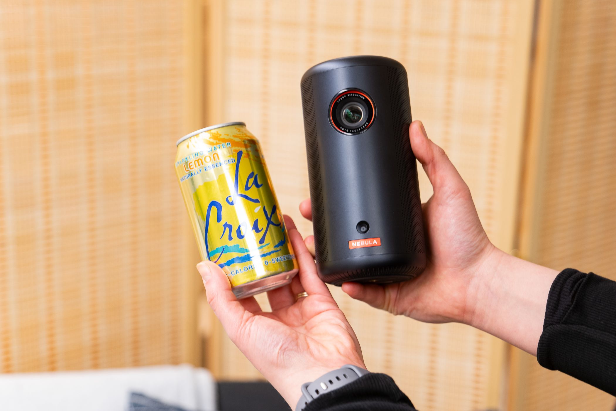 Comparing the Anker Nebula Capsule 3 to a can of La Croix.