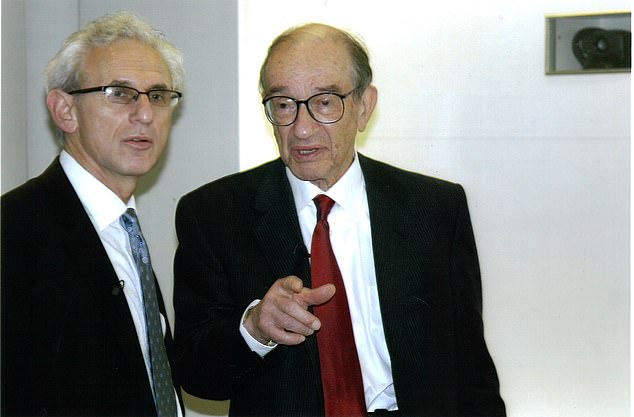 Alex Brummer, left, in 2007 with one of the leading financial figures of the past half century, US Federal Reserve chief Alan Greenspan