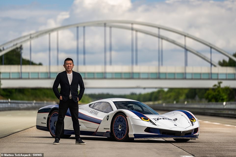 Aspark CEO Masanori Yoshida at the Automotive Testing Papenburg (ATP) track in Germany where the Owl SP600 set a new record top speed for an EV