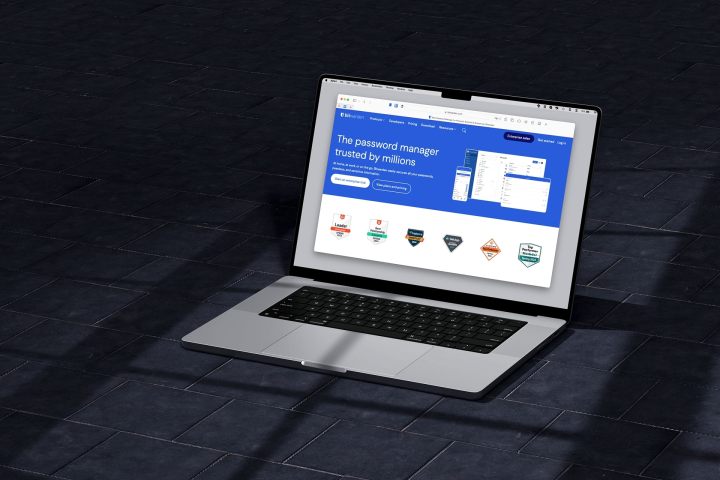 Bitwarden website on a laptop.