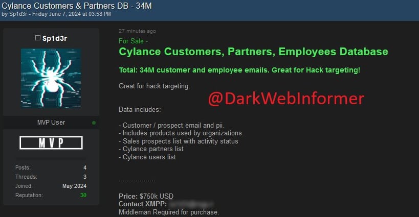 Cylance data for sale