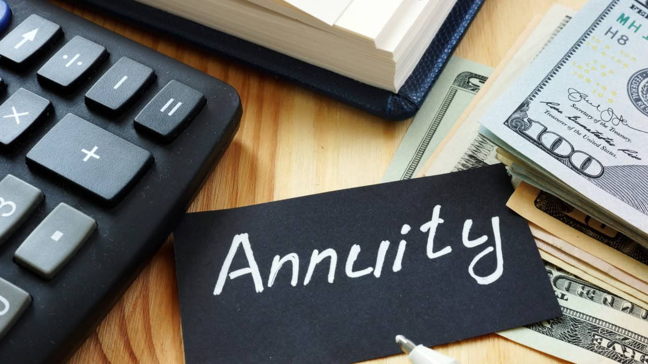 Business photo shows hand written text Annuity