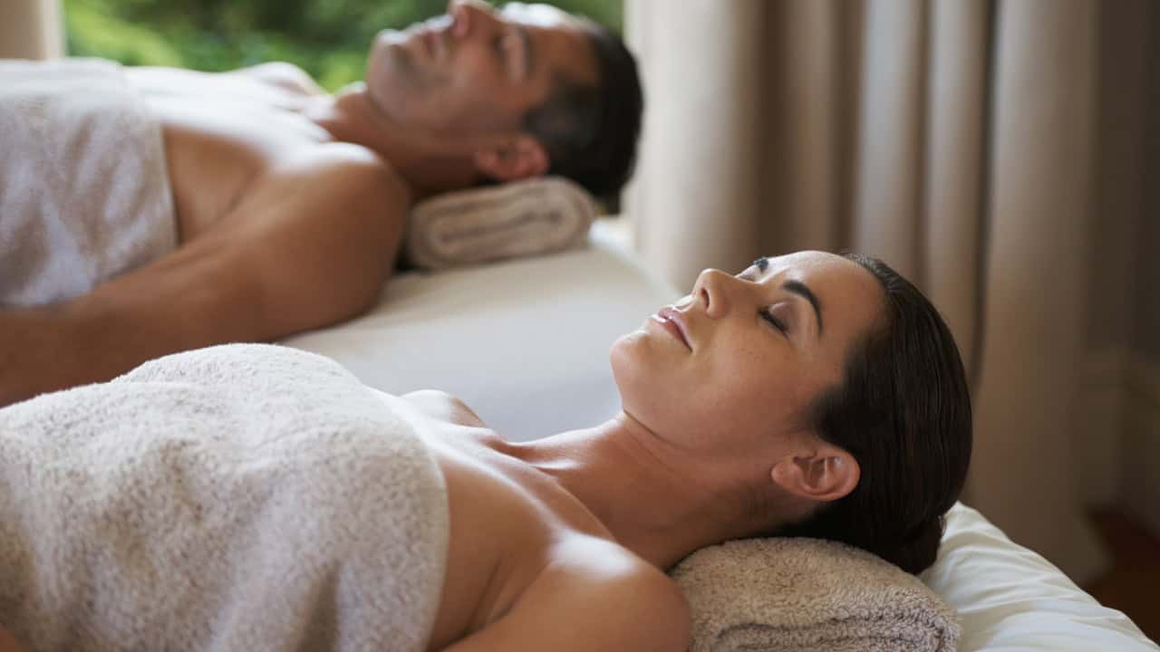 couple relaxing in spa