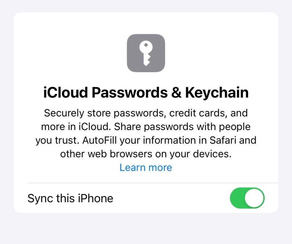 iCloud Passwords