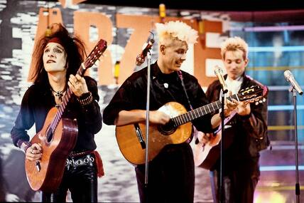 Die Ärzte in den Achtzigerjahren mit (v.l.) Bela B. (Dirk Felsenheimer), Farin Urlaub (Jan Vetter) und Sahni (Hans Runge).