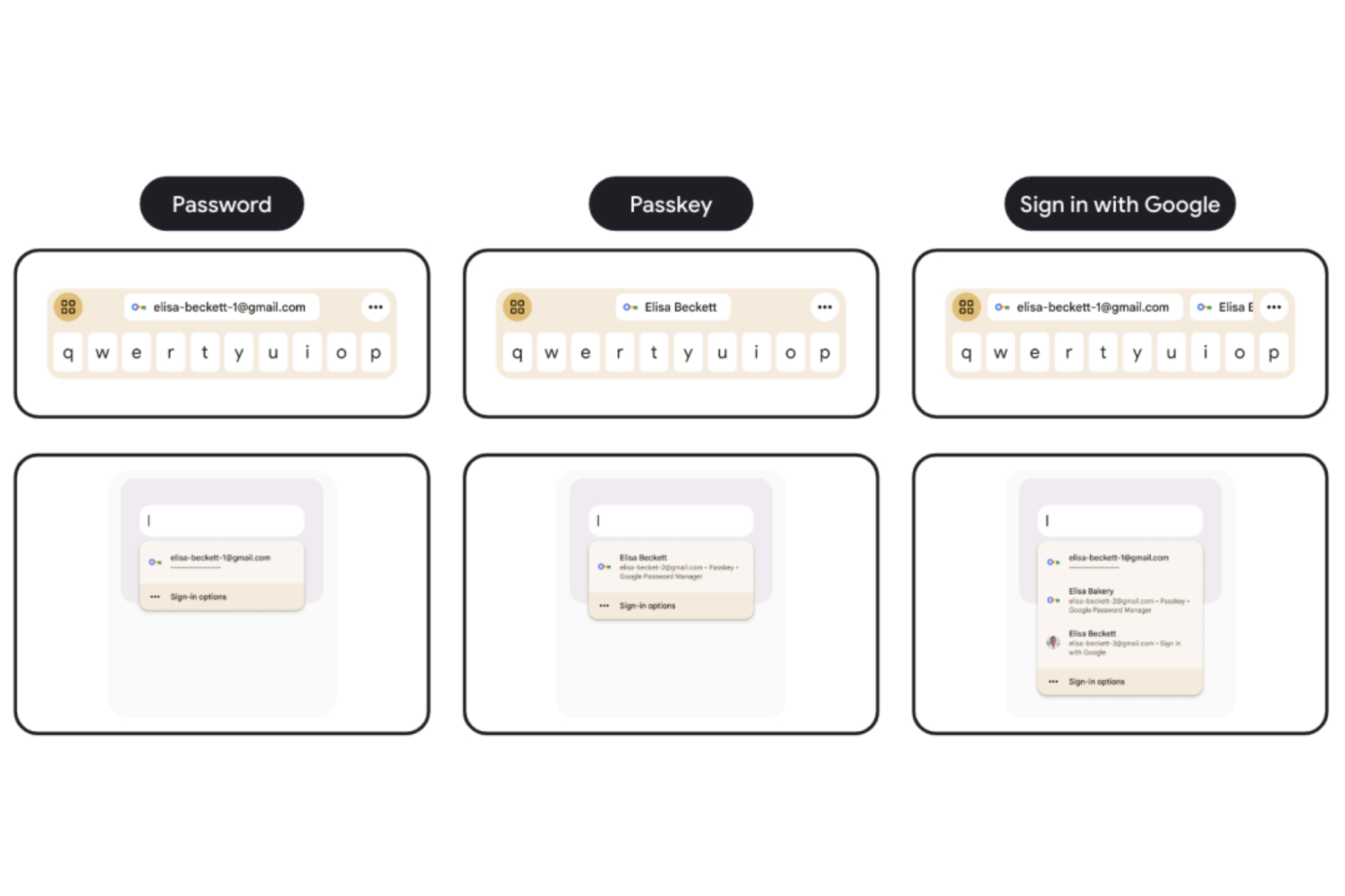 New autofill options for passkeys and other credentials in Android 15 Beta 3.