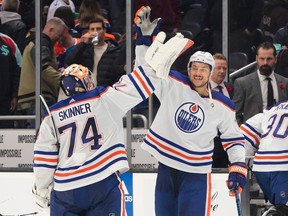 Oilers Stuart Skinner and Vincent Desharnais