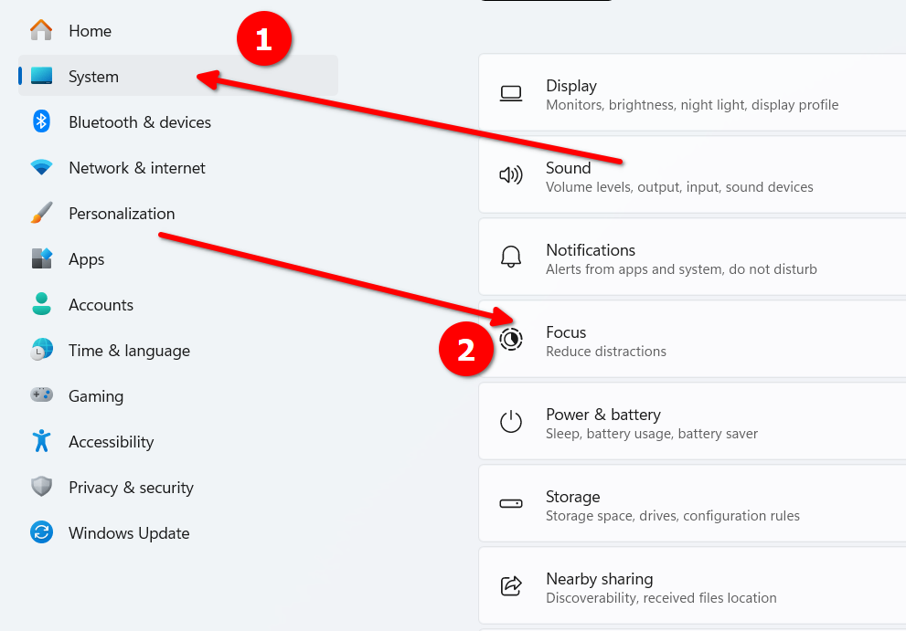 Different system settings on Windows