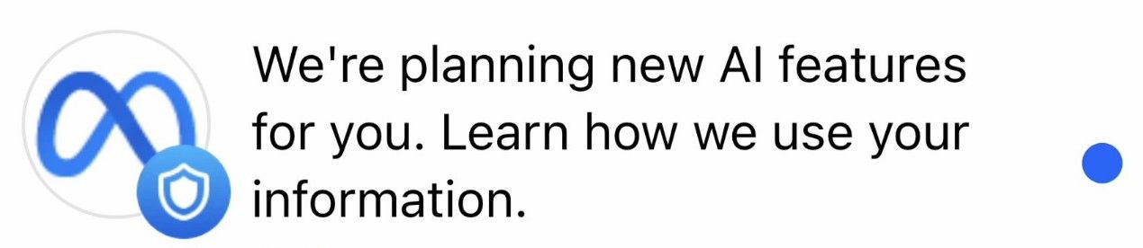 Facebook notification about AI.