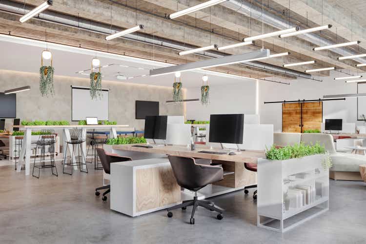 Modern open plan office space interior