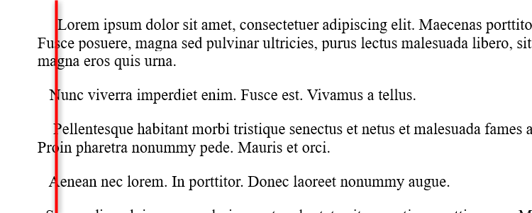 Inconsistently indented first lines of paragraphs in Microsoft Word.