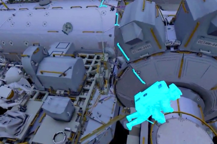 An animation showing a preview of NASA's first spacewalk of 2024.