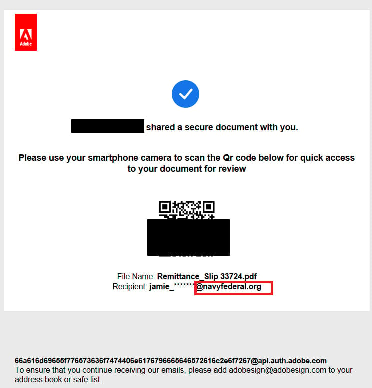 Malicious PDF attachment