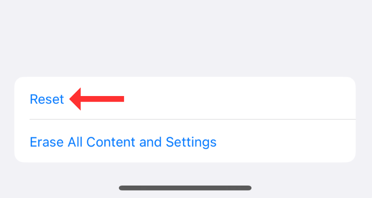 Reset iPhone option in settings.