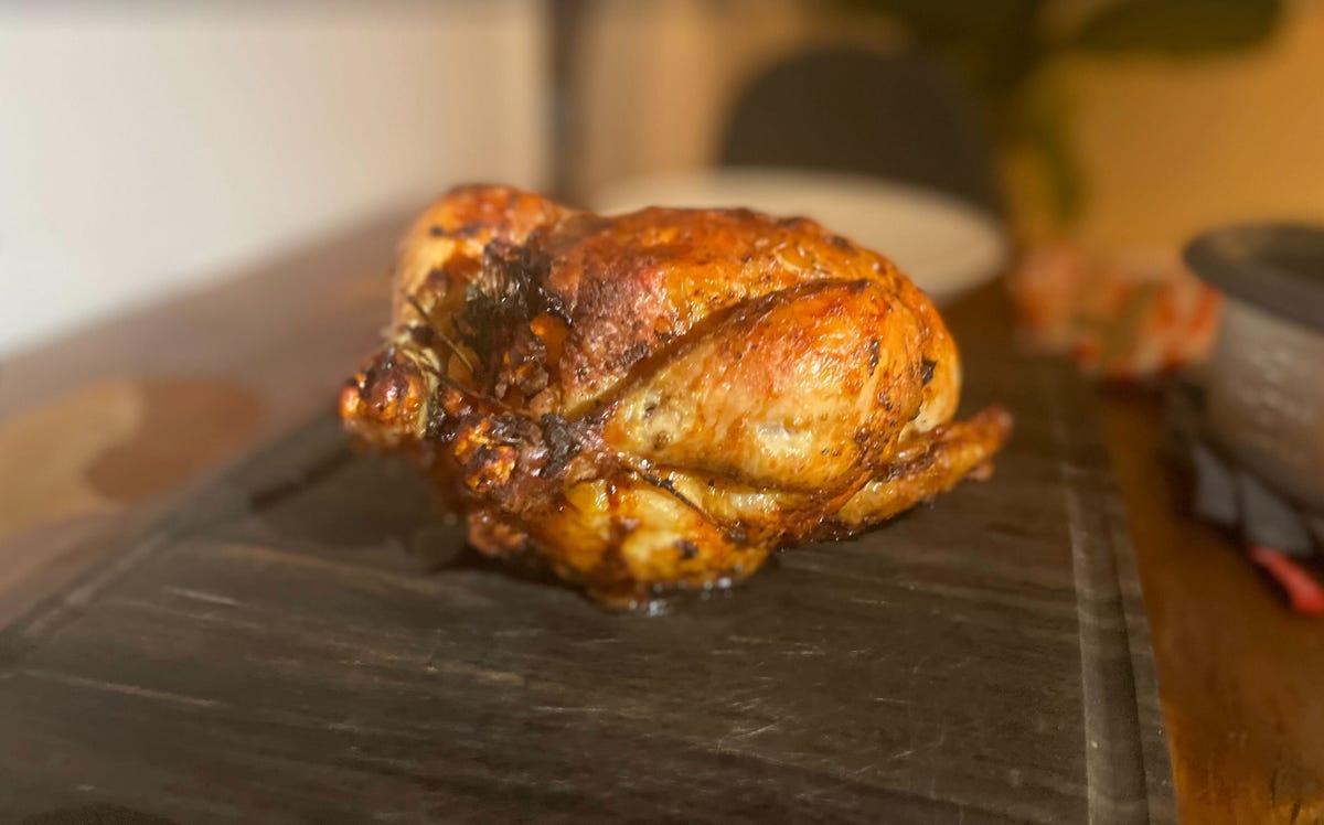 roasted chicken on cutting board