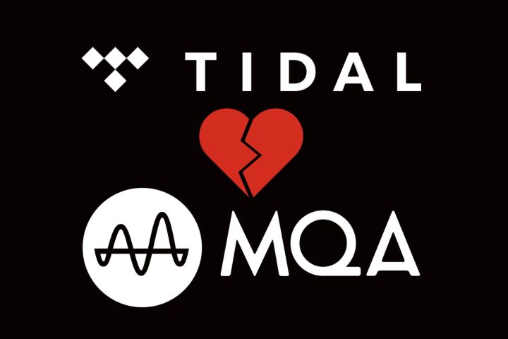 Tidal and MQA logos separated by a broken heart.