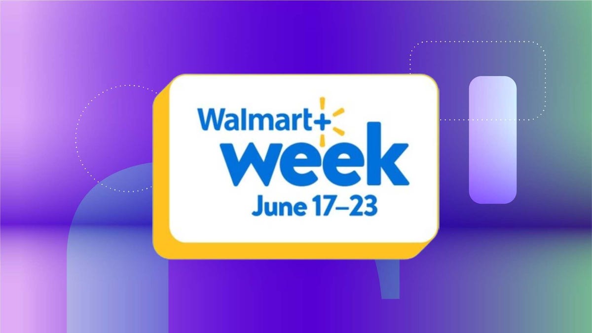 Walmart Week logo on blue CNET background