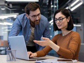 A manager's behaviour is making a woman uncomfortable.